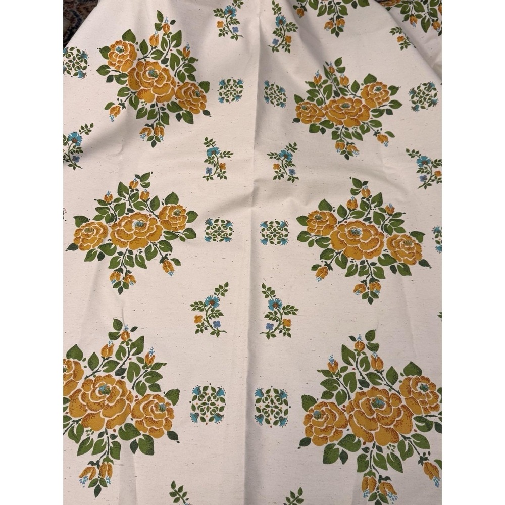 Vintage 1974 Sears‎ Roebuck Yellow Floral Rose Fabric Panel Retro 70s Decor 4YDS - Picture 4 of 12